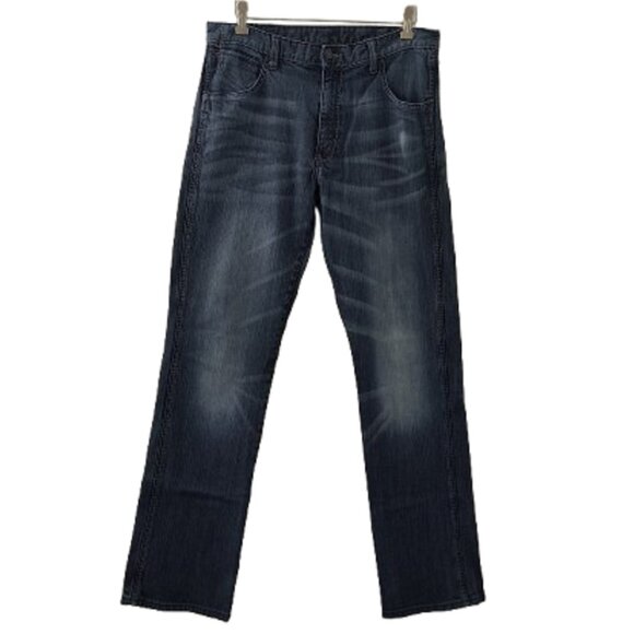 Men's Classic Wrangler Jeans 31-32x34 Slim Boot Cut Dark Wash Cowboy Western - Picture 1 of 7